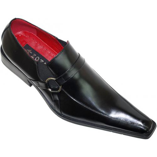 Zota Black Pointed Toe Leather Shoes 7093